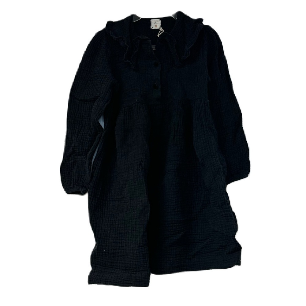 Analogic by lil legs girls sz 7 black textured fit and flair dress casual fun